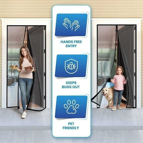 Door Curtain-Mesh Screen Net Home Magnetic Foldable Anti Mosquito Door Curtain