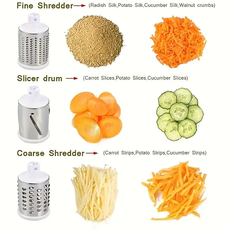 ROTARY DRUM VEGETABLE GRATER & SLICER