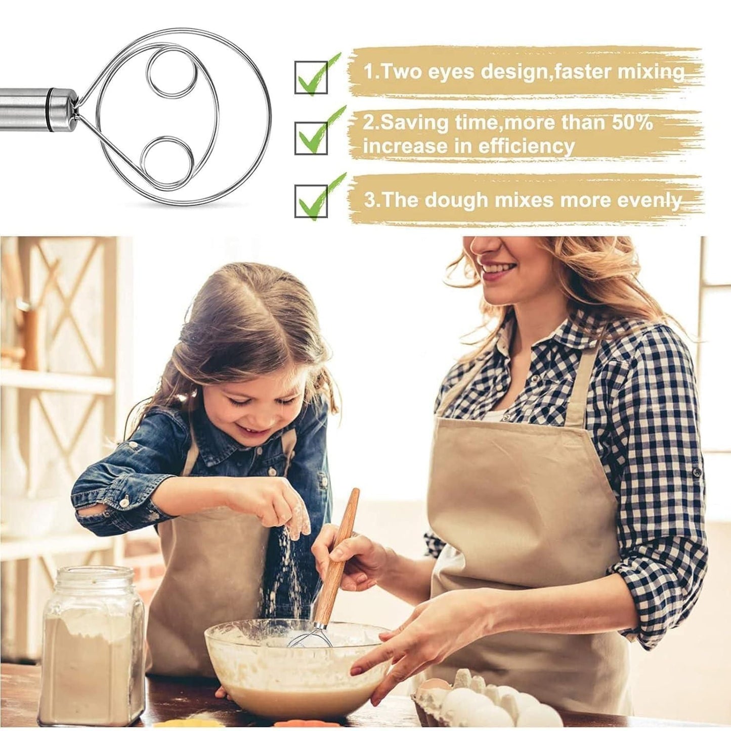 Dishwasher Safe Danish Dough Whisk (Pack of 2)