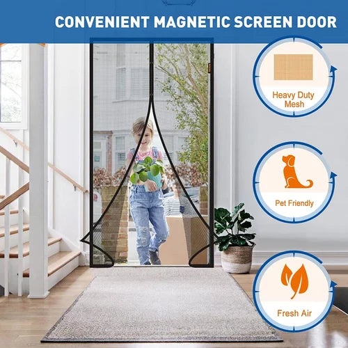 Door Curtain-Mesh Screen Net Home Magnetic Foldable Anti Mosquito Door Curtain