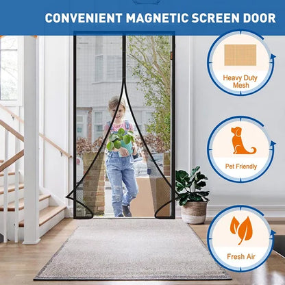 Door Curtain-Mesh Screen Net Home Magnetic Foldable Anti Mosquito Door Curtain