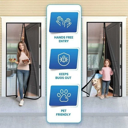 Door Curtain-Mesh Screen Net Home Magnetic Foldable Anti Mosquito Door Curtain